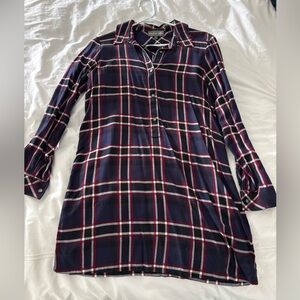 Plaid Long Sleeve Shirt Dress